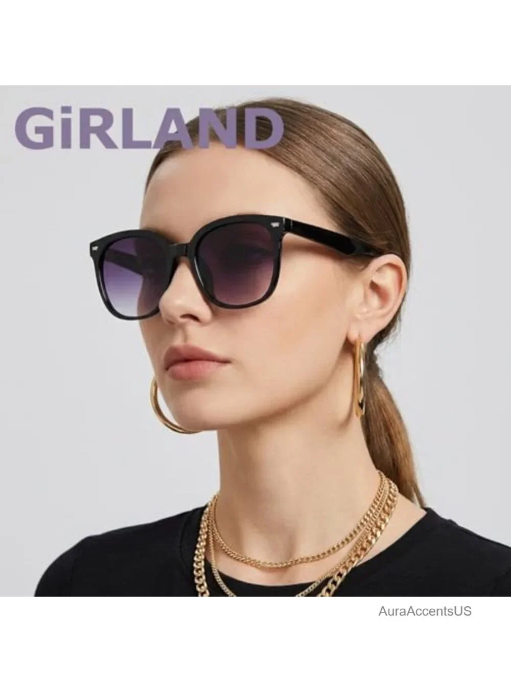 Oversized Square Sunglasses UV400 Protection Retro Full-Frame